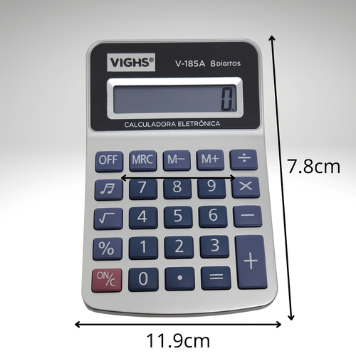 Calculadora de Mesa V185A, 8 Dígitos, Visor Inclinado – Prata