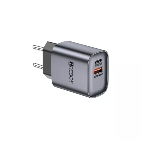 Carregador 20W USB-C/USB-A C/Cabo Lightning Hrebos CRG-232CI Cinza