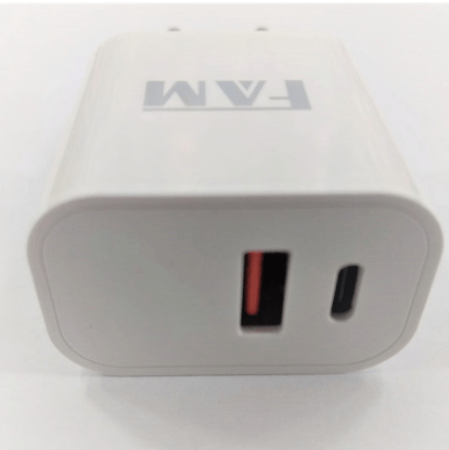 CARREGADOR TOMADA TURBO  1 USB/1 USB C 20W FCA-PD29 BRANCO