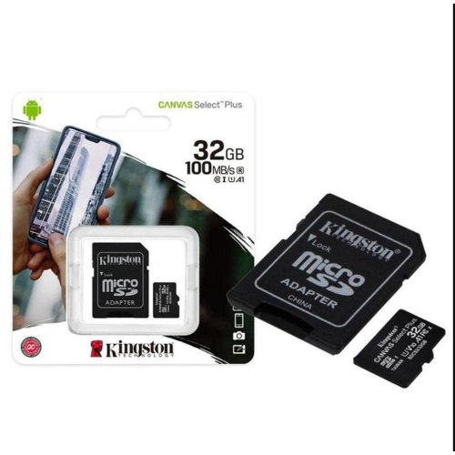 Cartão De Memória 32gb Canvas Select Plus - Microsd Classe 10 Leitura 100mb/s Com Adaptador Sdcs2/32gb - Kingston