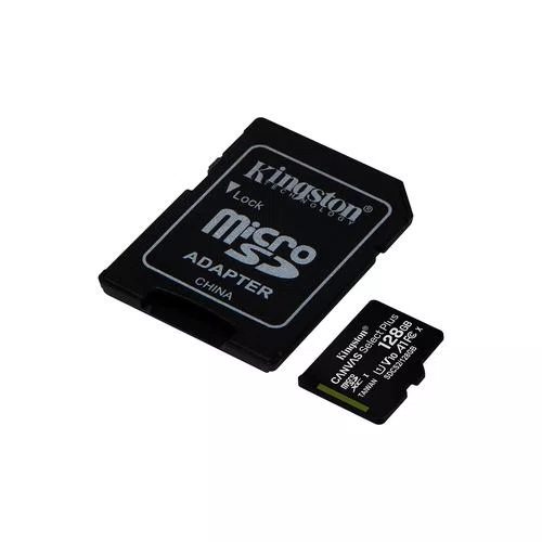 Cartão de Memória microSDXC Kingston Canvas Select Plus 128GB Classe 10 UHS-I A1 V10 C/Adaptador SD