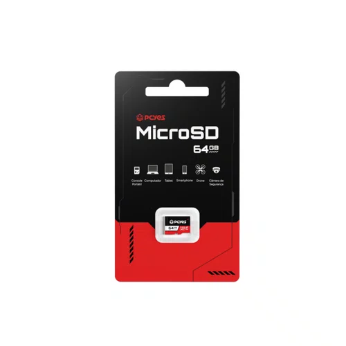 Cartão de Memória Micro SD 64GB Classe 10 U3 V30 PCYES PY64GBSDXC