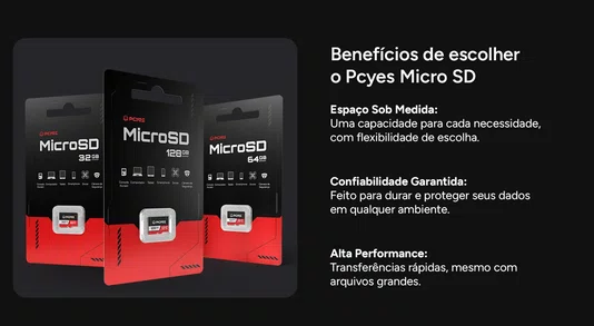 Cartão de Memória Micro SD 64GB Classe 10 U3 V30 PCYES PY64GBSDXC