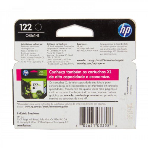 Cartucho HP Original 122 CH561HB Preto 2 ML
