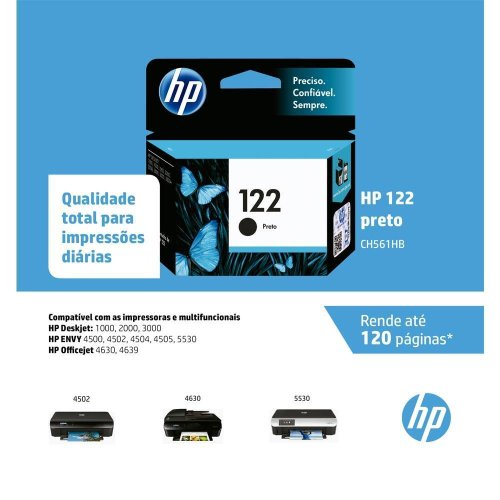 Cartucho HP Original 122 CH561HB Preto 2 ML