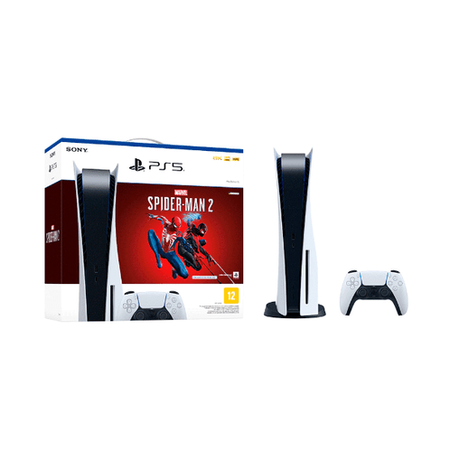 Console Playstation 5 Sony, SSD 825GB, Controle sem fio DualSense, Com Mídia Física + Jogo Marvel's Spider-Man 2 - 1000037788