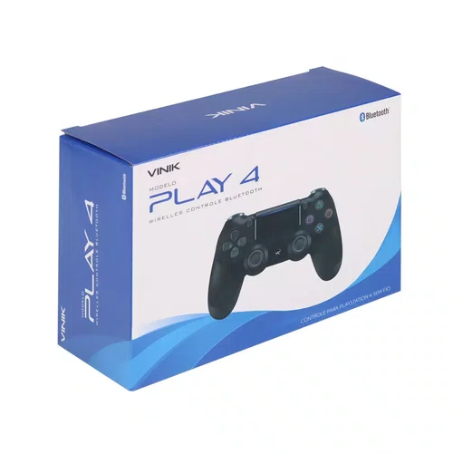 CONTROLE COMP.P/LAYSTATION 4 SEM FIO MODELO PLAY 4 PRETO