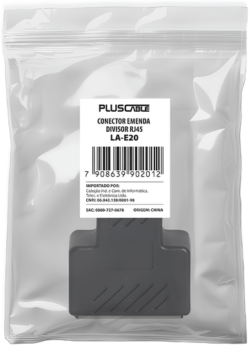 Emenda Divisora RJ45 LA-E20 – Conexão Estável, Compacta e Fácil de Usar – Preto