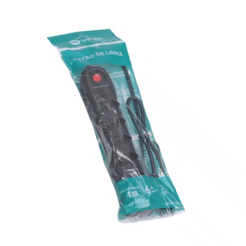Filtro de Linha 6 Tomadas Cabo 1M Vinik PE06T Preto