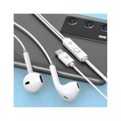 Fone de Ouvido Auricular Tipo-C 1,2m Fortrek EB210 Branco