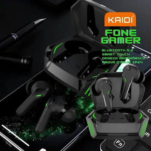 Fone de Ouvido Bluetooth Gamer Kaidi TWS KD-775 Preto