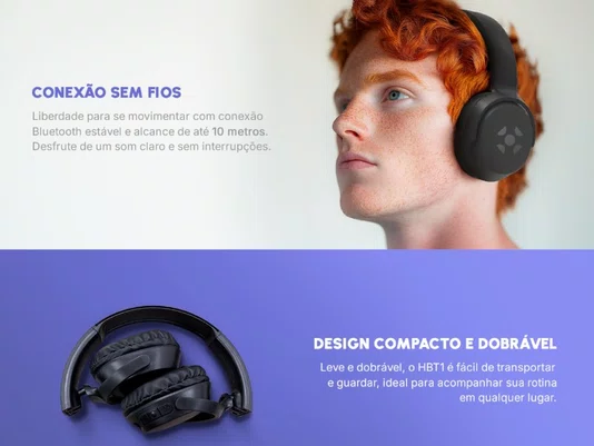 Fone de Ouvido Bluetooth HBT1 Fortrek Preto