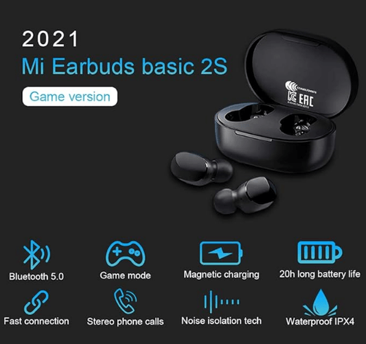 Fone de Ouvido Bluetooth, Xiaomi, Earbuds Basic 2, AirDots, Auto Pareamento, Bateria Longa Duração Preto - XM542PRE