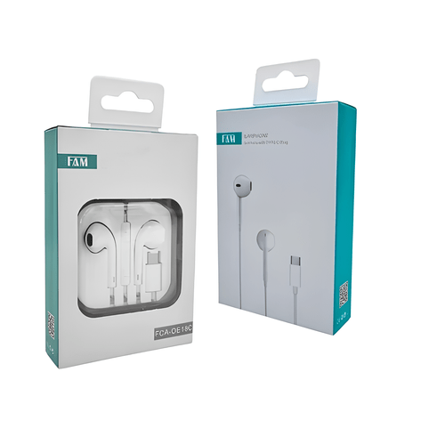 FONE DE OUVIDO C/MICROFONE USB TIPO C FCA-OE18C FAM BRANCO