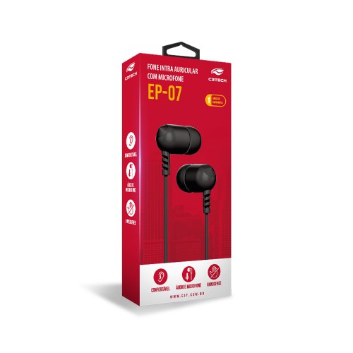 FONE DE OUVIDO P2 1,2M INTRA EP07BK PRETO