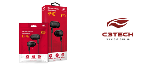 FONE DE OUVIDO P2 1,2M INTRA EP07BK PRETO