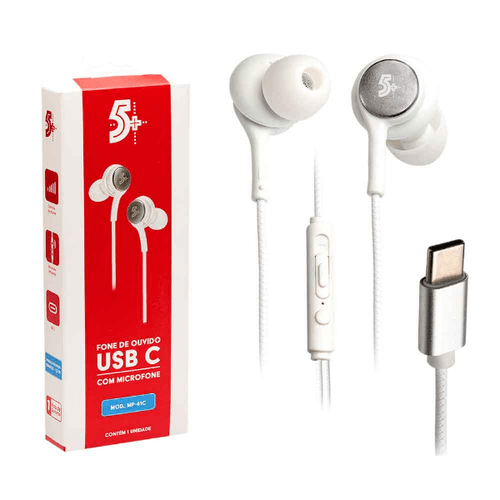 FONE DE OUVIDO USB TIPO C 1,2M AURICULAR C/MICROFONE 0430041 BRANCO