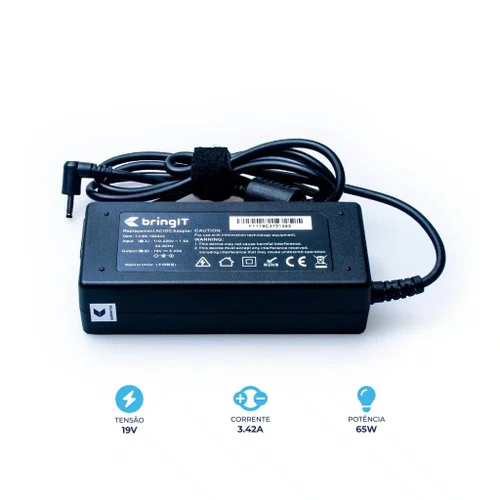 Fonte Comp. p/ Notebook Acer 19V 3.42A 65W 3.0x1.1mm BringIT FT119