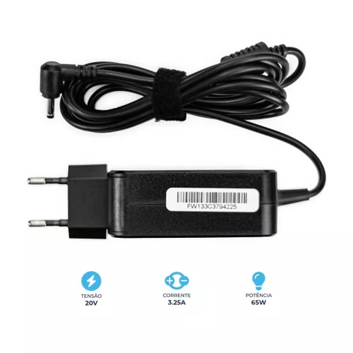 Fonte Comp. p/ Notebook Lenovo 20V 3.25A 65W 4.0x1.7mm BringIT FW133
