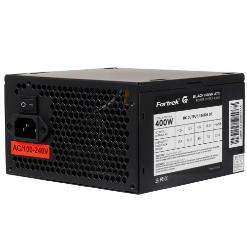 Fonte ATX Fortrek Black Hawk 400W, 80 Plus White, Bivolt, PFC Ativo, Preto, 70458