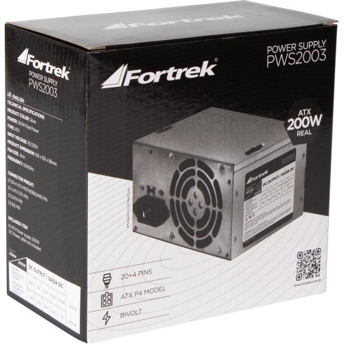 Fonte De Alimentação Fortrek Pws2003, 200W, ATX, 20+4P,Bivolt
