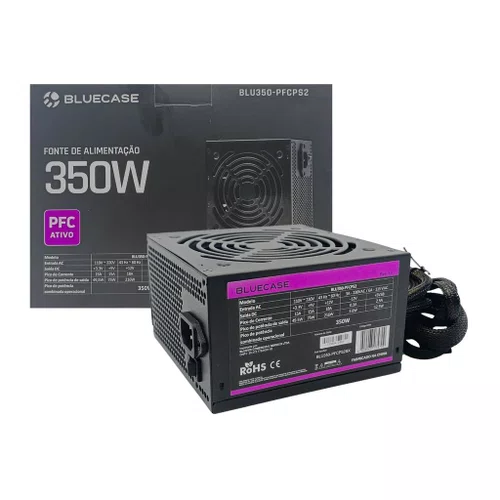 Fonte P/Gabinete ATX Bluecase BLU350-PFCPS2 350W PFC Ativo C/Cabo