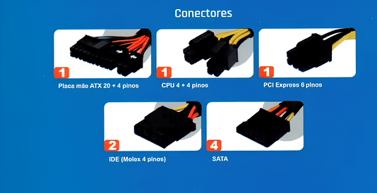 FONTE P/GABINETE ATX 500W AUTOM.PFC ATIVO BLU500-EPFC C/CABO