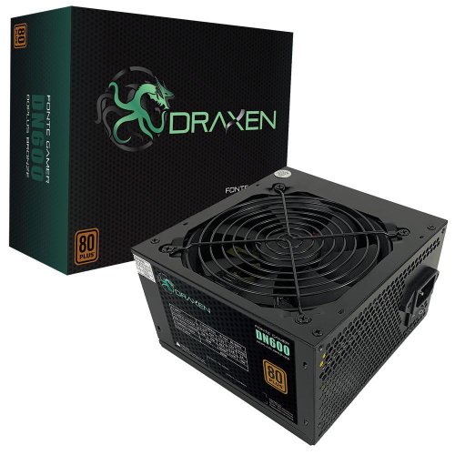 Fonte Para Gabinete Gamer ATX 600W 80 Plus Bronze DN600 - Draxen