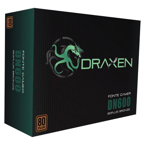 Fonte Para Gabinete Gamer ATX 600W 80 Plus Bronze DN600 - Draxen