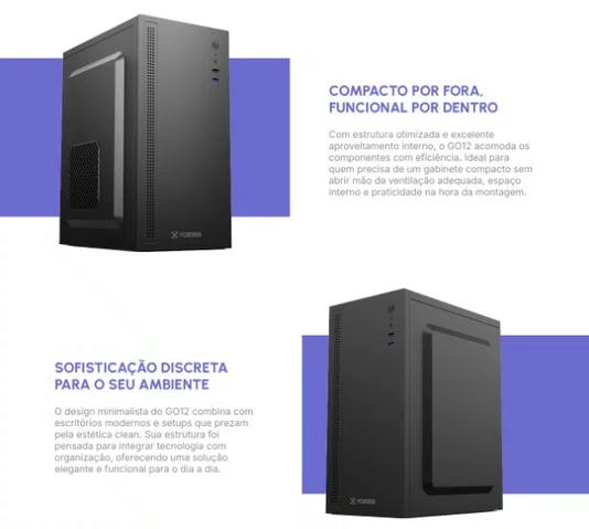 Gabinete ATX Office Fortrek GO12 Compact Preto