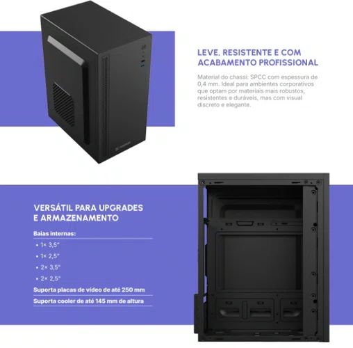 Gabinete ATX Office Fortrek GO12 Compact Preto