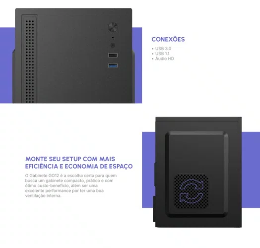 Gabinete ATX Office Fortrek GO12 Compact Preto