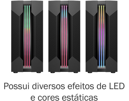 Gabinete Gamer CG-01A9 Bifrost 6 Led Rgb Preto CG01A9RH001 - KMEX