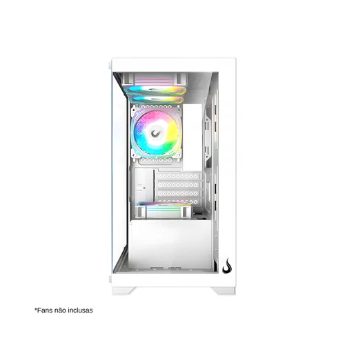 Gabinete Gamer Crystal Glass Mid Tower USB 2.0 + 3.0 S/Fan Branco Rise Mode RM-CA-CY-01-FW