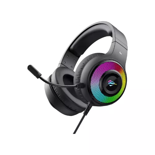 Headset Gamer Havit H2042D Preto com RGB, Conexão 2x P2, Microfone Ajustável e Som Estéreo de Alta Qualidade