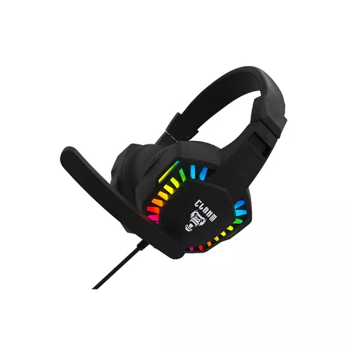Headset Gamer Clanm Night Seek LED Rainbow 2xP2 1,75m Preto