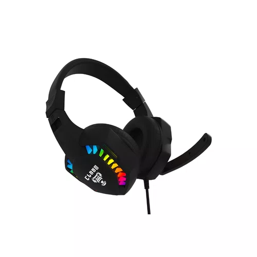 Headset Gamer Clanm Night Seek LED Rainbow 2xP2 1,75m Preto