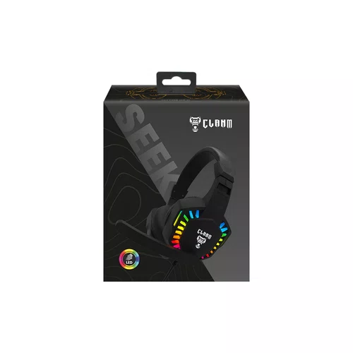 Headset Gamer Clanm Night Seek LED Rainbow 2xP2 1,75m Preto