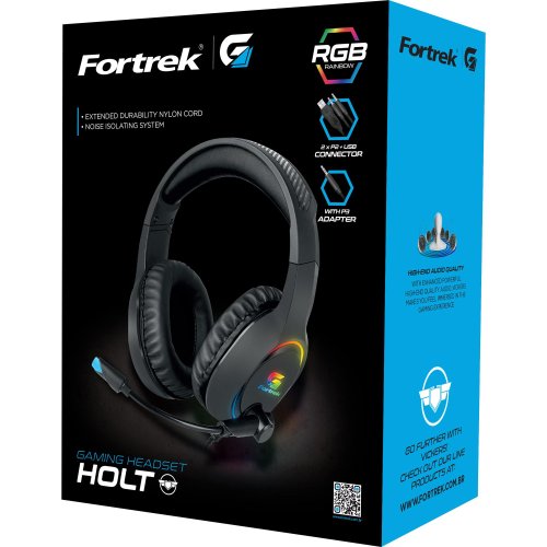 Headset Gamer Holt RGB Preto Com Microfone P2 USB Cabo Trançado HOLT -  Fortrek