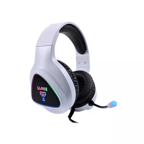Headset Gamer USB 2M Clanm Snow Mount Branco RGB Running 7.1 Virtual