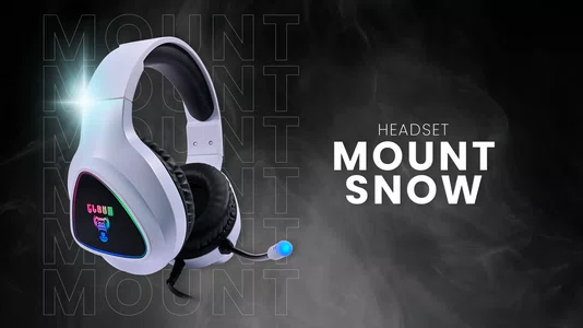 Headset Gamer USB 2M Clanm Snow Mount Branco RGB Running 7.1 Virtual