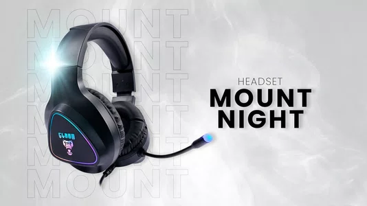 HEADSET GAMER USB 2M NIGHT MOUNT PRETO LED RAINBOW