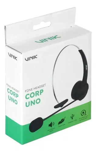 HEADSET USB 1,6M CORP UNO VK400 PRETO