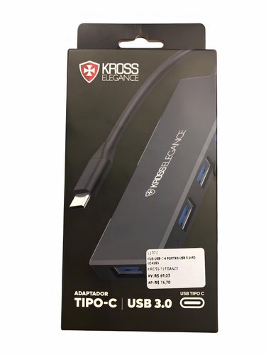 Hub Kross Elegance Premium USB-C, 4 Portas USB 3.0 - KE-UC4163