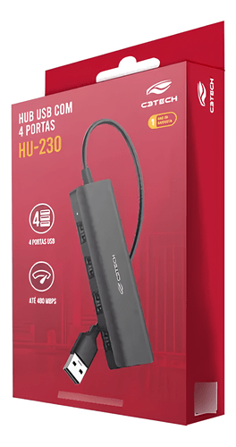 HUB USB 2.0 4 PORTAS HU230BK PRETO