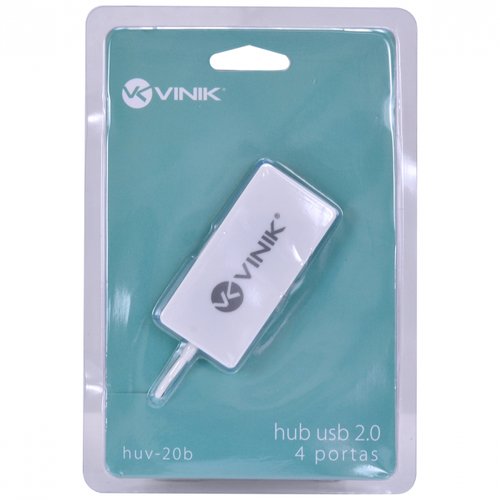 Hub USB 2.0 4 Portas cabo 1,2m HUV-20B Branco - Vinik