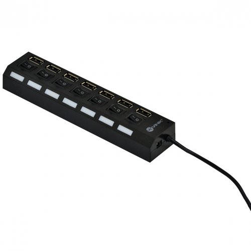Hub USB 2.0 7 Portas Com Chave Preto HUV-40 - Vinik