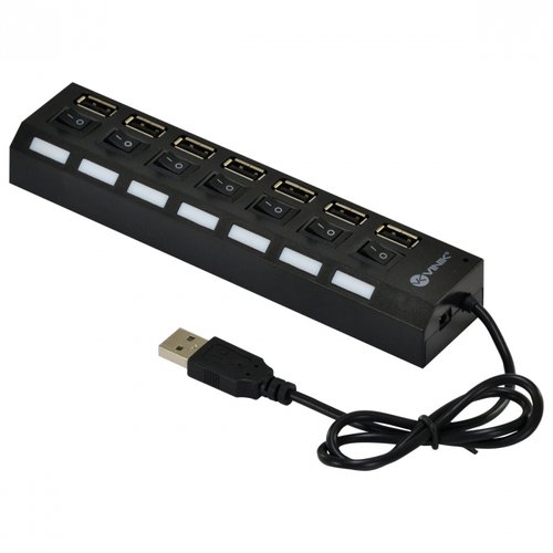 Hub USB 2.0 7 Portas Com Chave Preto HUV-40 - Vinik