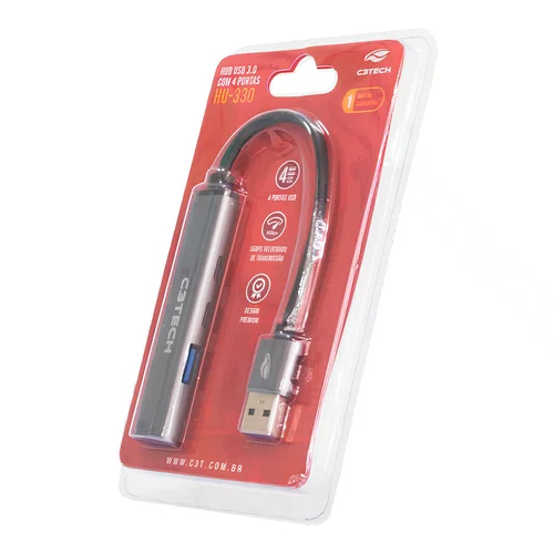 Hub USB 3.0 4 Portas Tipo A e Tipo C HU330SI – Alta Velocidade e Versatilidade