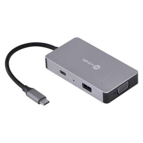 Hub USB Tipo-C 5 Em 1 2HDMI/VGA/USB 3.0/60W HC-5VGA - Vinik